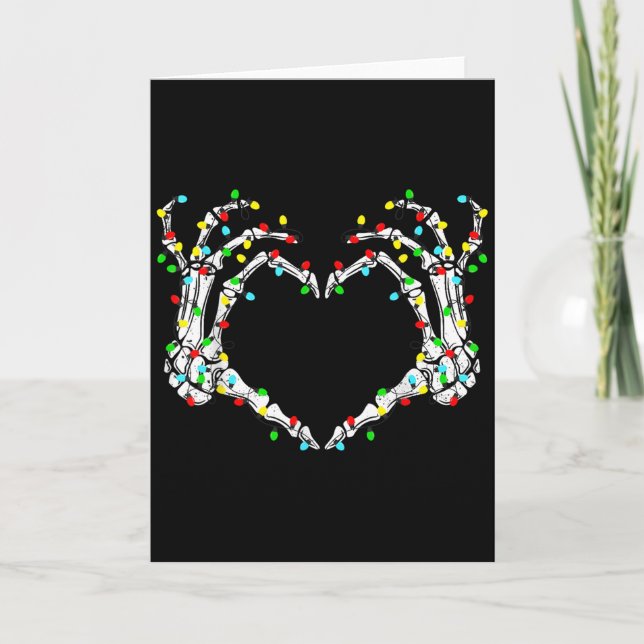 Skeleton Hands Heart Sign Light Christmas Costume  Card (Front)