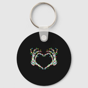 Skeleton Hands Heart Sign Light Christmas Costume Key Ring