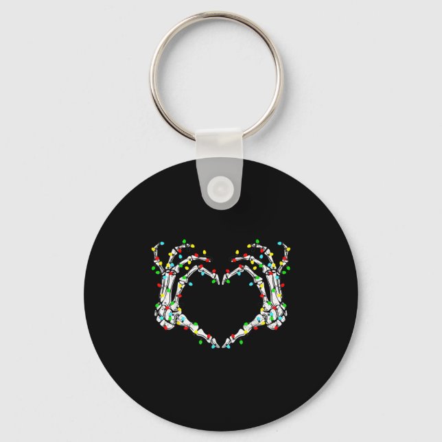 Skeleton Hands Heart Sign Light Christmas Costume  Key Ring (Front)