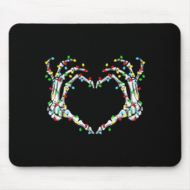Skeleton Hands Heart Sign Light Christmas Costume  Mouse Mat (Front)
