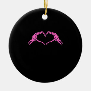 Skeleton Hands Heart Sign Retro Halloween Ceramic Tree Decoration