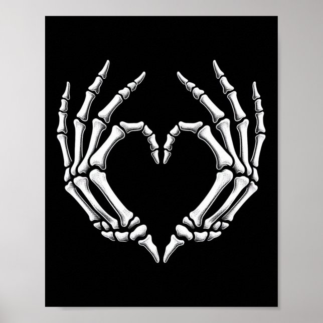 Skeleton Hands Heart Sign Retro Halloween Costume  (Front)