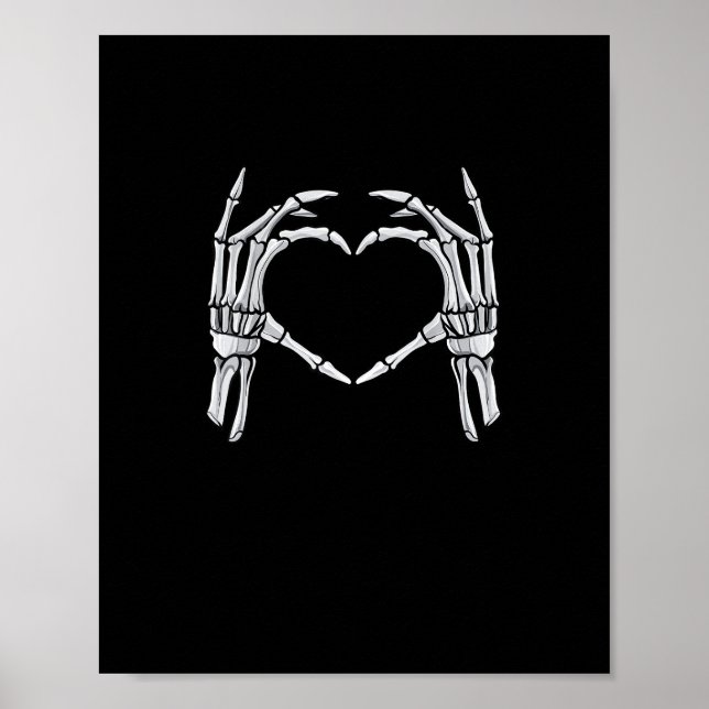 Skeleton Hands Heart Sign Retro Halloween Costume  (Front)