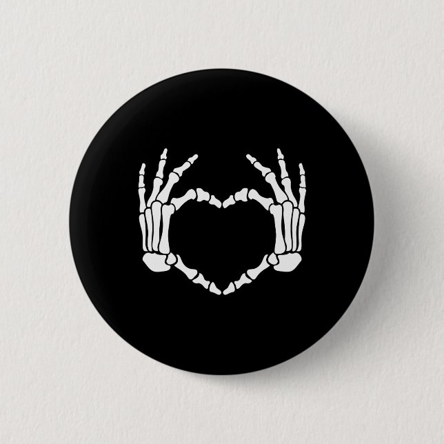 Skeleton Hands Heart Sign Retro Halloween Costume  6 Cm Round Badge (Front)