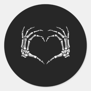 Skeleton Hands Heart Sign Retro Halloween Costume Classic Round Sticker