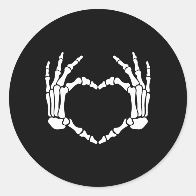 Skeleton Hands Heart Sign Retro Halloween Costume  Classic Round Sticker (Front)