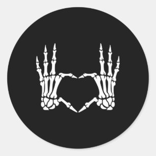 Skeleton Hands Heart Sign Retro Halloween Costume Classic Round Sticker