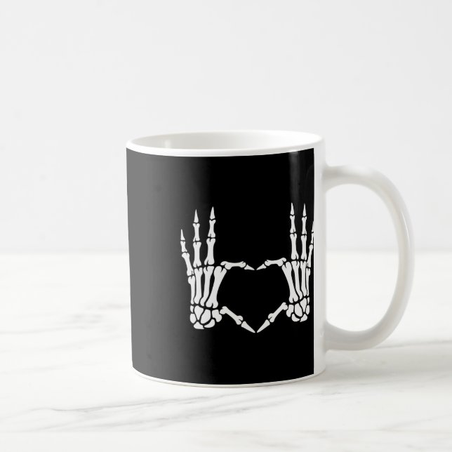 Skeleton Hands Heart Sign Retro Halloween Costume  Coffee Mug (Right)