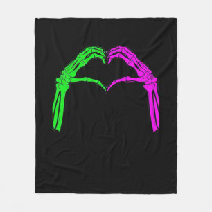 Skeleton Hands Heart Sign Retro Halloween Costume  Fleece Blanket