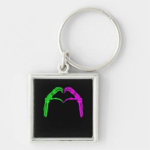 Skeleton Hands Heart Sign Retro Halloween Costume Key Ring