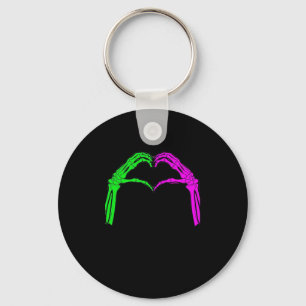 Skeleton Hands Heart Sign Retro Halloween Costume Key Ring