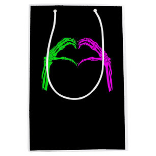 Skeleton Hands Heart Sign Retro Halloween Costume Medium Gift Bag