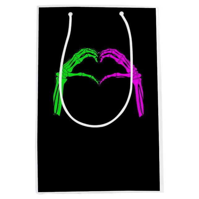 Skeleton Hands Heart Sign Retro Halloween Costume  Medium Gift Bag (Front)