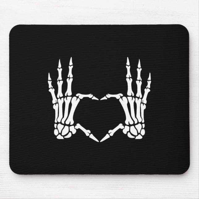 Skeleton Hands Heart Sign Retro Halloween Costume  Mouse Mat (Front)