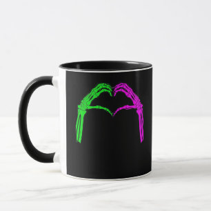 Skeleton Hands Heart Sign Retro Halloween Costume Mug