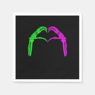 Skeleton Hands Heart Sign Retro Halloween Costume Napkin