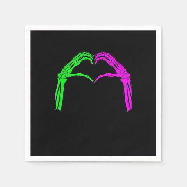 Skeleton Hands Heart Sign Retro Halloween Costume  Napkin (Front)