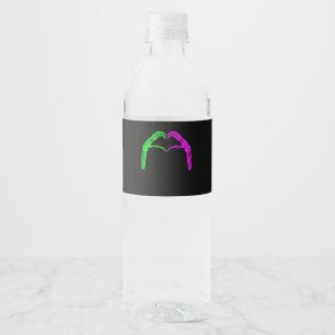 Skeleton Hands Heart Sign Retro Halloween Costume  Water Bottle Label