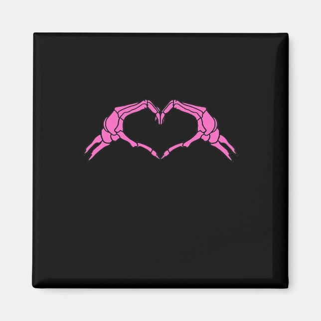 Skeleton Hands Heart Sign Retro Halloween Magnet (Front)
