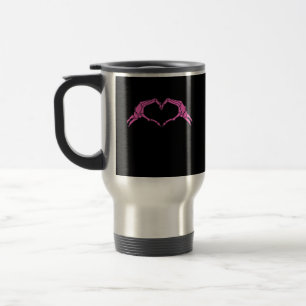 Skeleton Hands Heart Sign Retro Halloween Travel Mug