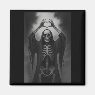 Skeleton Hands Heart Sign Scary Face Funny Hallowe Magnet
