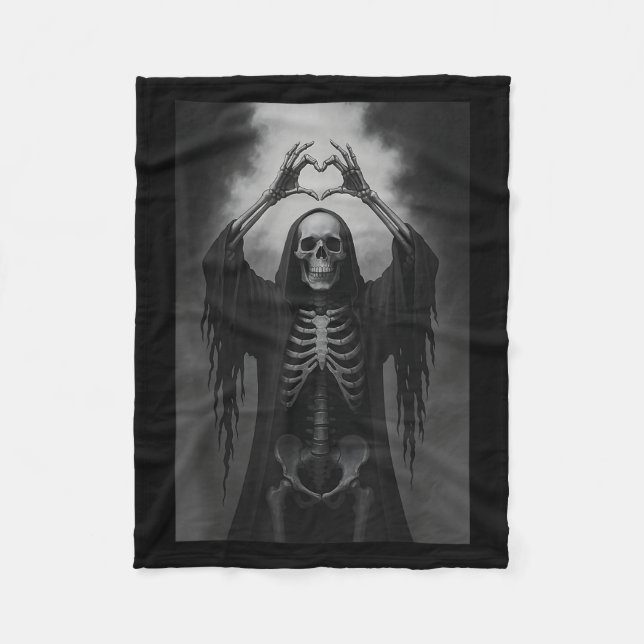 Skeleton Hands Heart Sign Y Face Funny Halloween C Fleece Blanket (Front)
