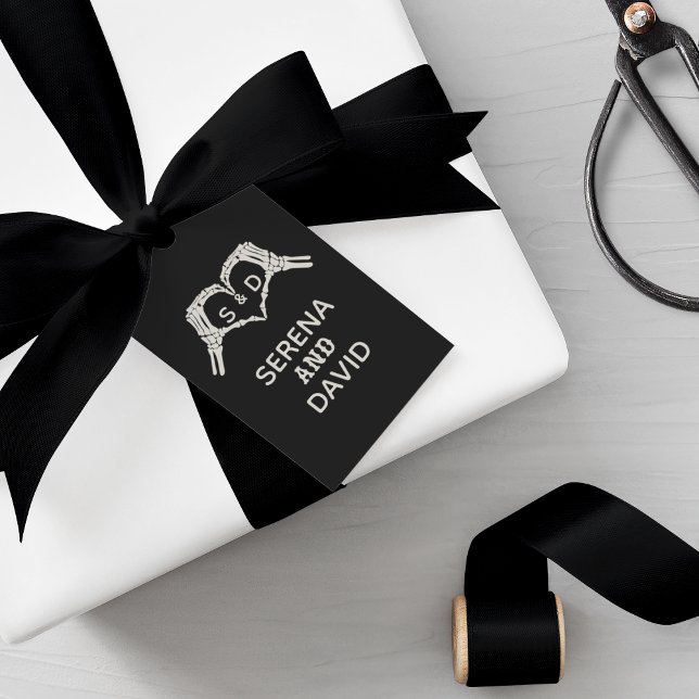 Skeleton Hands Heart Wedding Gift Tags (Creator Uploaded)