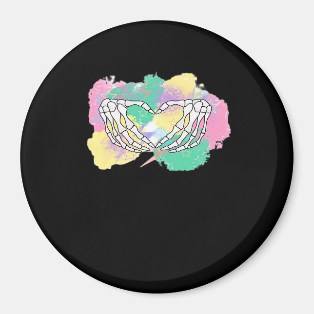 Skeleton Hands Heart With Abstract Coloured Backgr Magnet (Front)