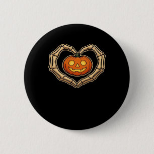 Skeleton Hands Heart With Pumpkin Cute Spooky Hall 6 Cm Round Badge