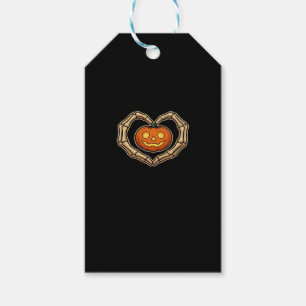 Skeleton Hands Heart With Pumpkin Cute Spooky Hall Gift Tags