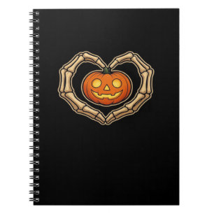 Skeleton Hands Heart With Pumpkin Cute Spooky Hall Notebook
