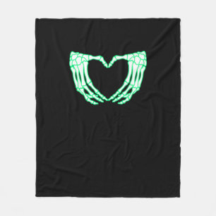 Skeleton Hands, Heart, Xray Halloween Costume Fleece Blanket