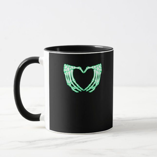 Skeleton Hands, Heart, Xray Halloween Costume Mug (Left)