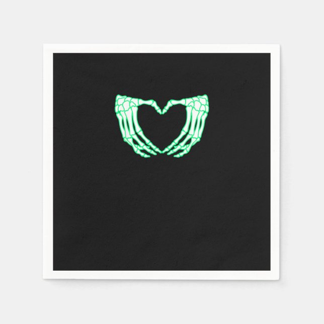 Skeleton Hands, Heart, Xray Halloween Costume Napkin (Front)