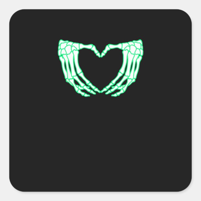 Skeleton Hands, Heart, Xray Halloween Costume Square Sticker (Front)