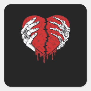 Skeleton Hands Hearts Classic Trending Square Sticker