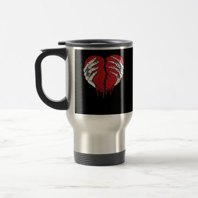 Skeleton Hands Hearts Classic Trending Travel Mug (Left)