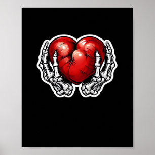 Skeleton Hands Hearts - Cute Halloween Poster