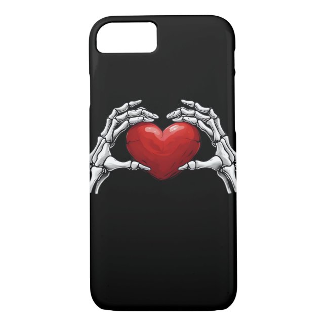 Skeleton Hands Holding A Red Heart Design Classic Case-Mate iPhone Case (Back)