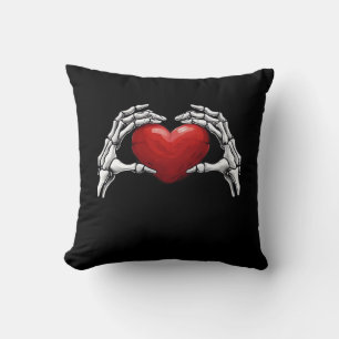 Skeleton Hands Holding A Red Heart Design Classic Cushion
