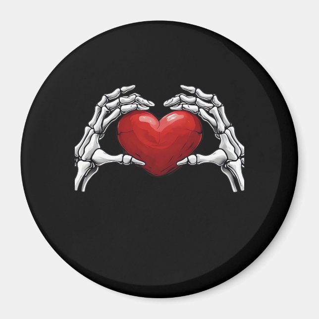 Skeleton Hands Holding A Red Heart Design Classic Magnet (Front)
