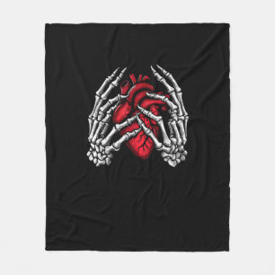 Skeleton Hands Holding Heart Halloween Costume Fleece Blanket