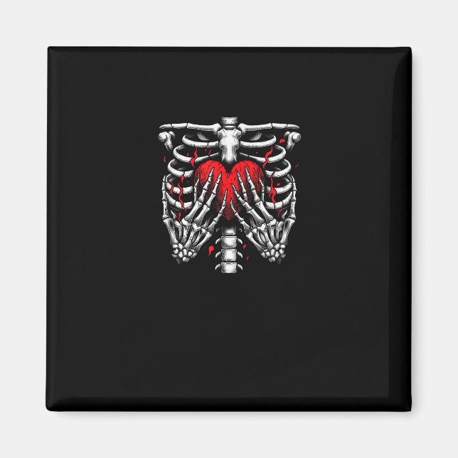 Skeleton Hands Holding Heart Halloween Costume Fun Magnet (Front)