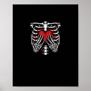 Skeleton Hands Holding Heart Halloween Costume Fun Poster