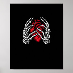 Skeleton Hands Holding Heart Halloween Costume Poster
