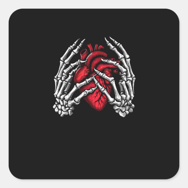 Skeleton Hands Holding Heart Halloween Costume  Square Sticker (Front)