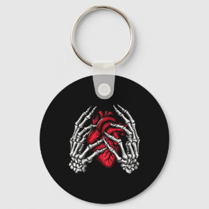 Skeleton Hands Holding Heart Halloween Costume Wom Key Ring