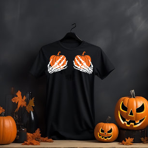 Skeleton Hands Holding Pumpkins Halloween T-Shirt