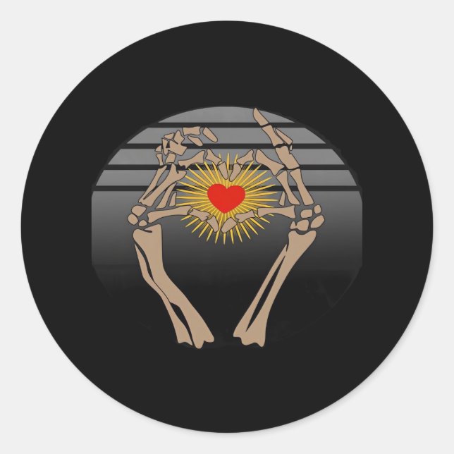Skeleton Hands Making A Heart Classic Classic Round Sticker (Front)