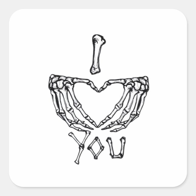 Skeleton Hands Making A Heart  Square Sticker (Front)